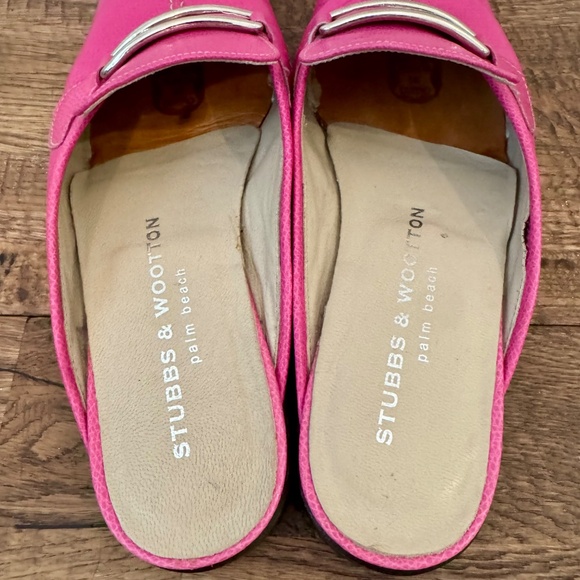 Stubbs & Wootton Hot Pink Leather Mule Women's Size 7.5 Made in Spain M - Picture 3 of 9
